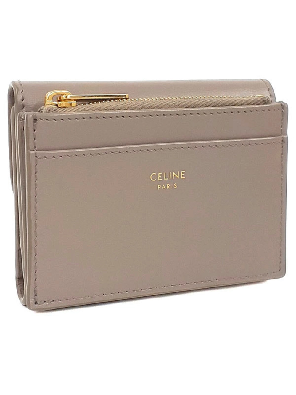 Celine Tri Short Compact fold Wallet Triomphe Black